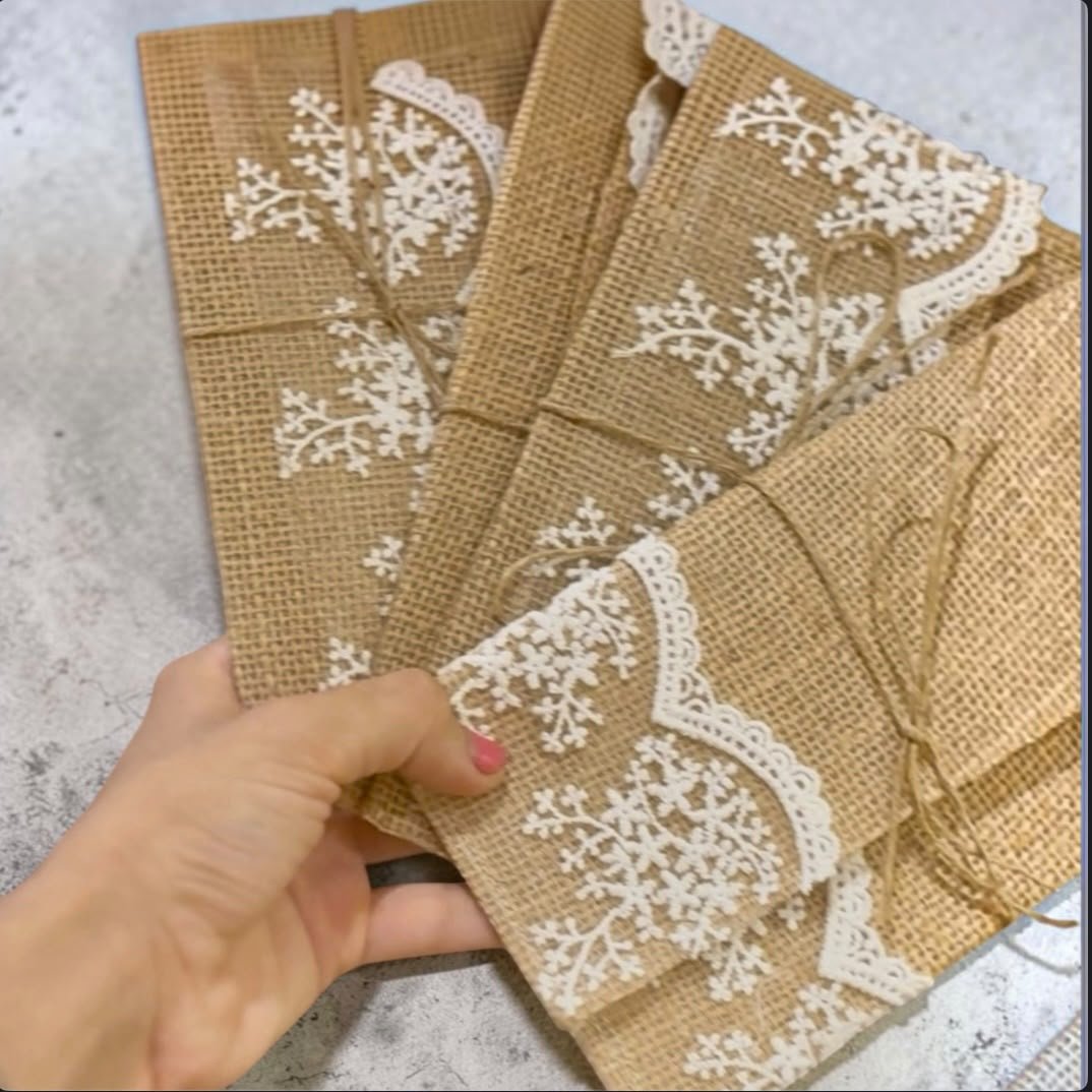 Handmade jute gift envelopes